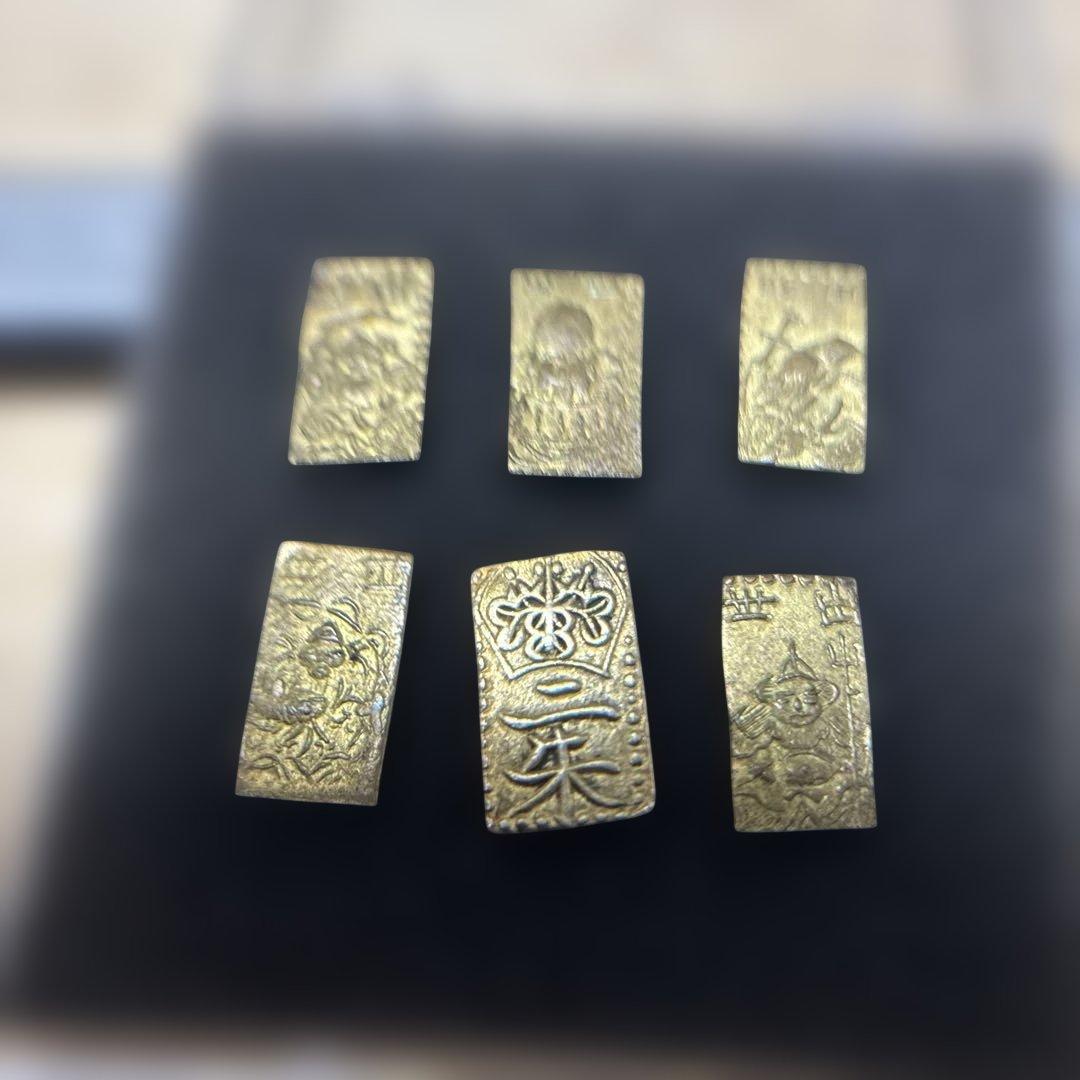 天保二朱金　本物と　二朱絵銭5枚七福神　出世　御守り　開運