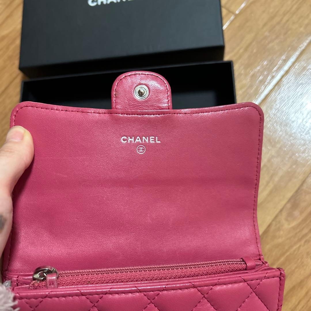 CHANEL キルティング 2つ折り財布 ピンク