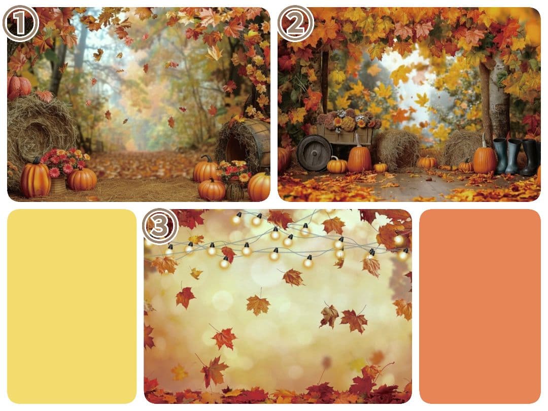 背景布　秋XD③　ペット撮影用フォトブース　ハロウィントリミングチョーカー販売中