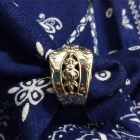 【希少】60s フラワーモチーフ スプーンリング シルバー 19号