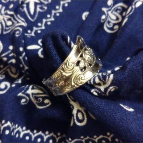 【希少】60s フラワーモチーフ スプーンリング シルバー 19号