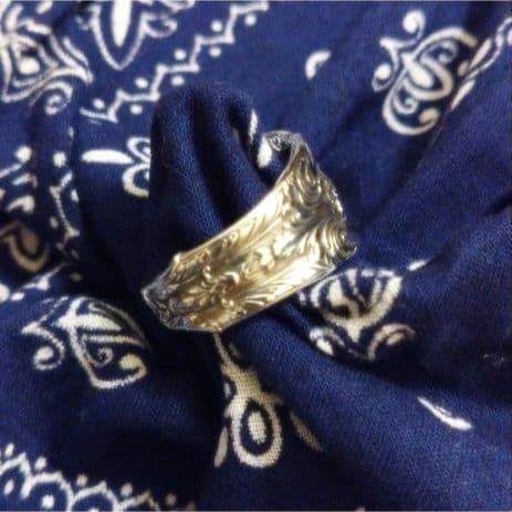 【希少】60s フラワーモチーフ スプーンリング シルバー 19号