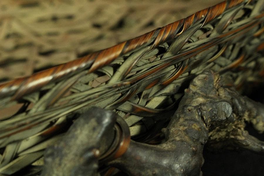 網籠 舟形 水盤 奇木 根木 時代物(K-XA853)