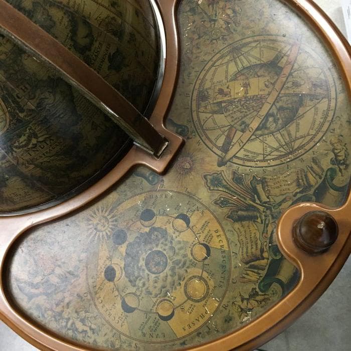 J リユース アンティーク 地球儀型 ワゴン ワイン バー キャビネット 希少