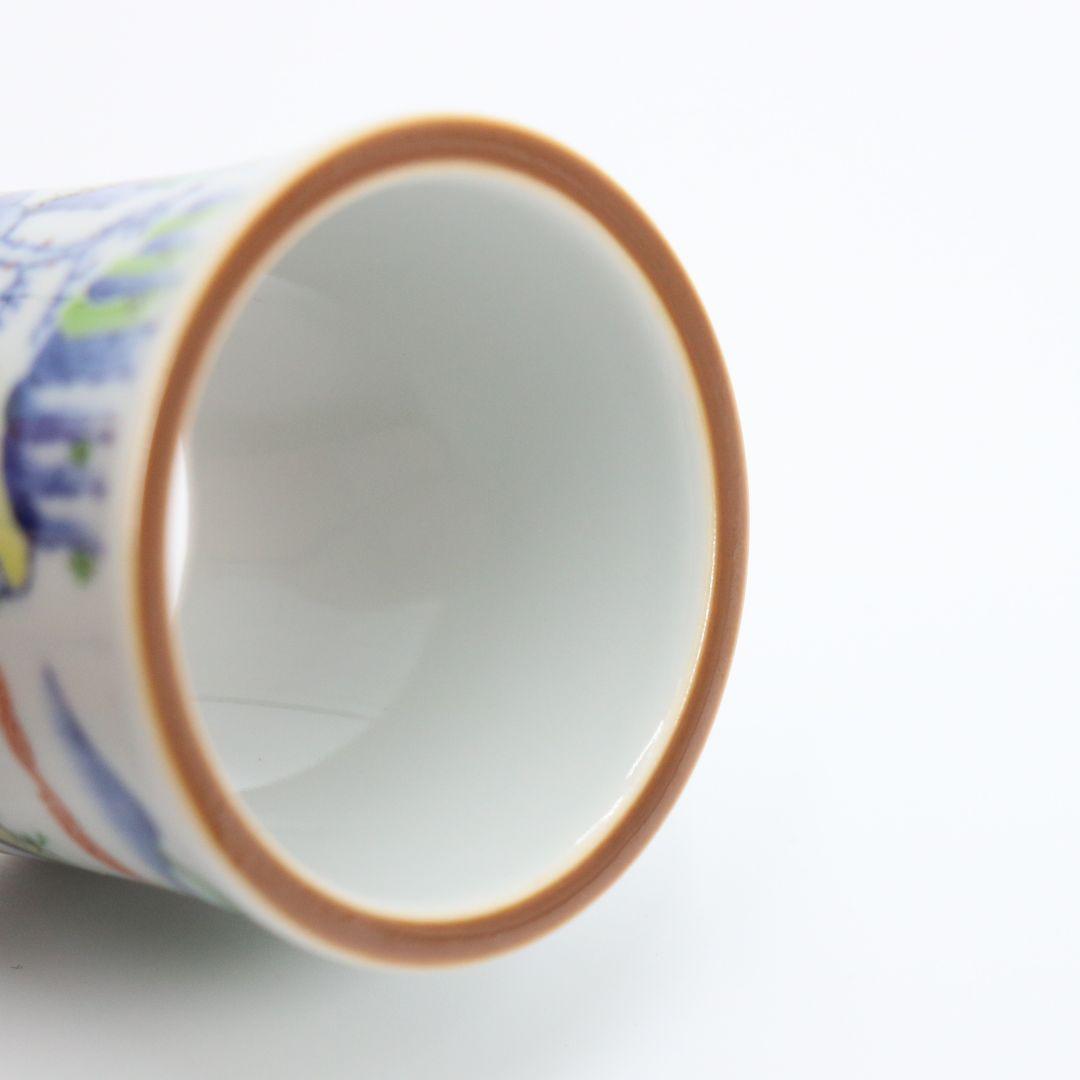 五世 三浦竹泉作 色絵山水図蓋置　茶道具 共箱/共布　C28