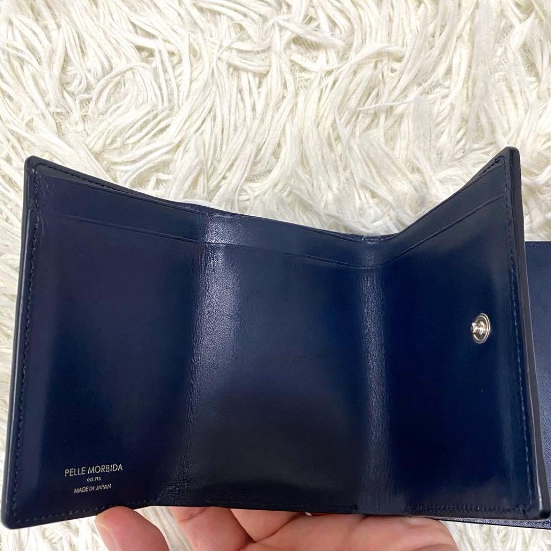 【未使用級✨】ペッレモルビダ 三つ折り財布 サフィアーノレザー ネイビー
