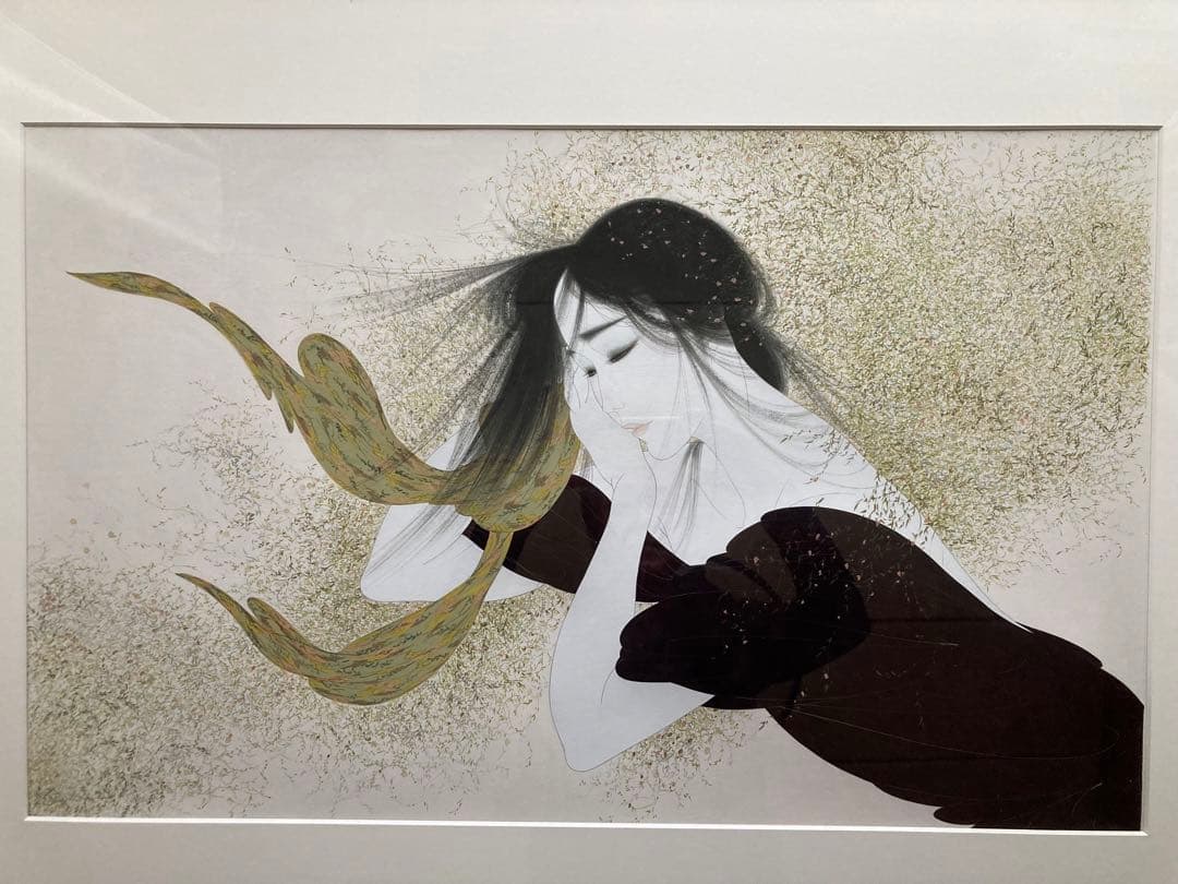 中島潔 「名古屋の女」 直筆水彩画 真作保証
