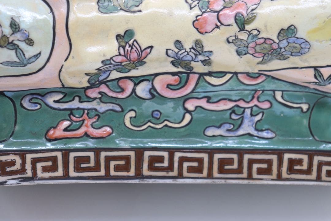 中国　粉彩赤ちゃん型枕　大清同治年製銘　送料込み0426