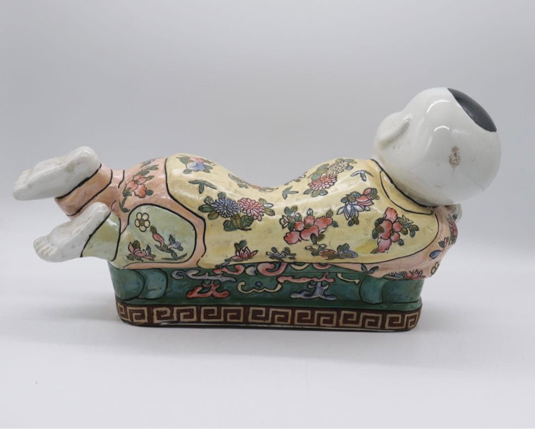 中国　粉彩赤ちゃん型枕　大清同治年製銘　送料込み0426