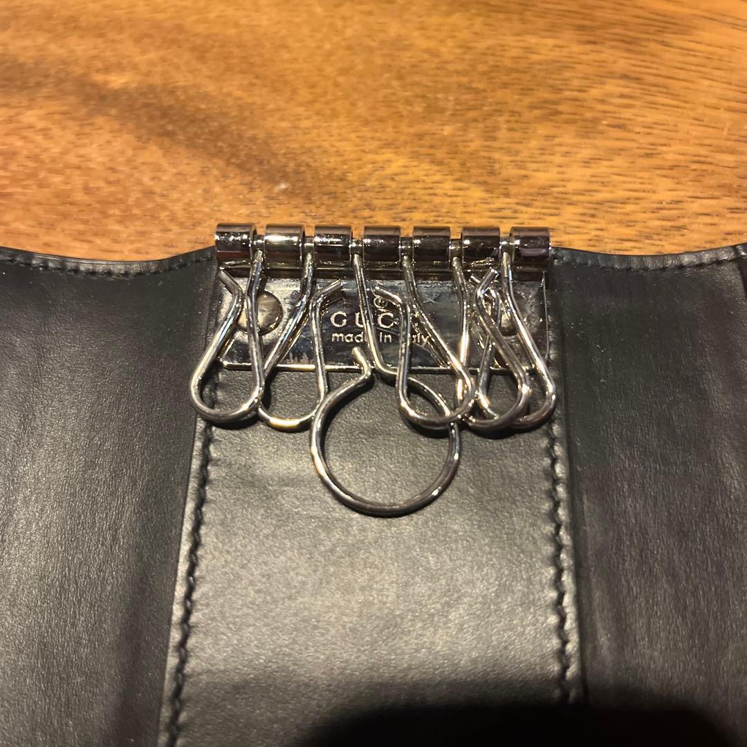 【超美品】GUCCI ６連キーケース　インターロッキング　GGシマレザーブラック