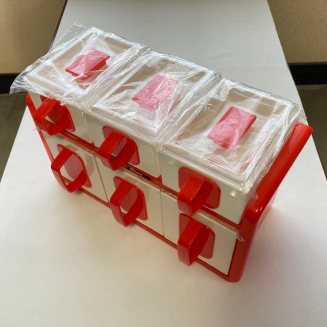 調味料ラック ケース 容器 2段 オレンジ 花柄 ポップ 昭和レトロ 新品