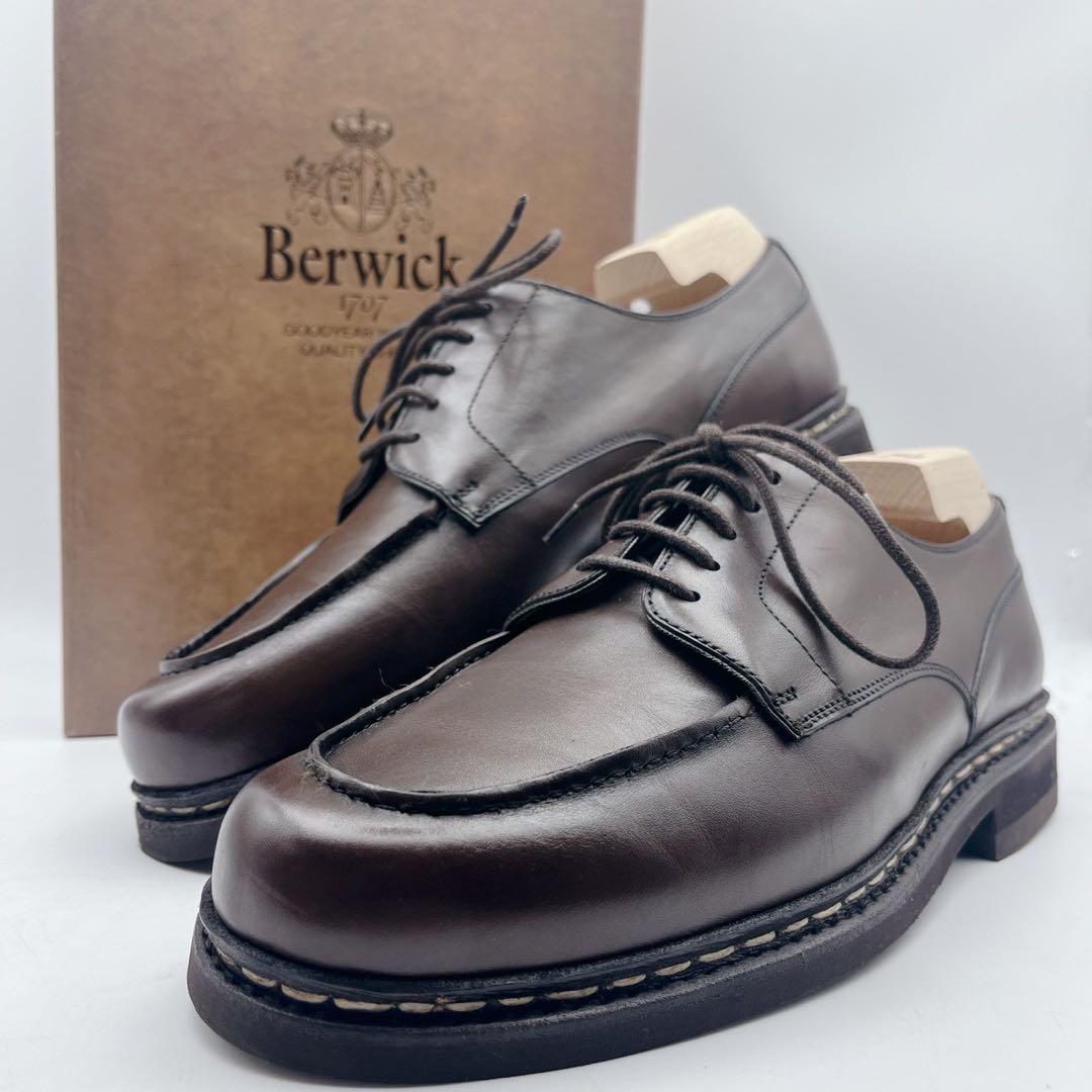 箱 シューツリー付✨バーウィック 4477 Uチップ ビブラム 6.5 ブラウン