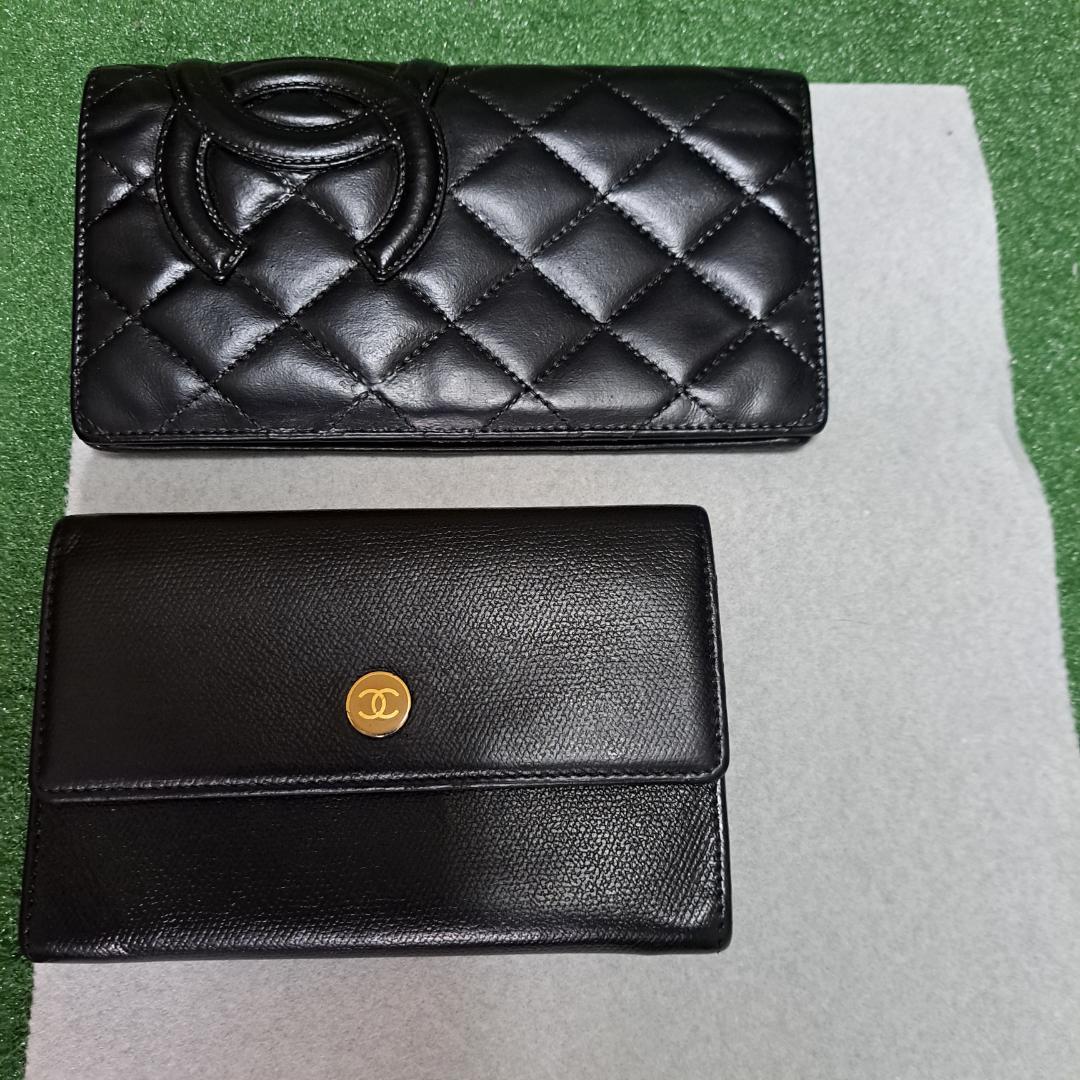 レア　CHANEL　ココボタン　コンパクト　ブラック　 二つ折り財布　財布