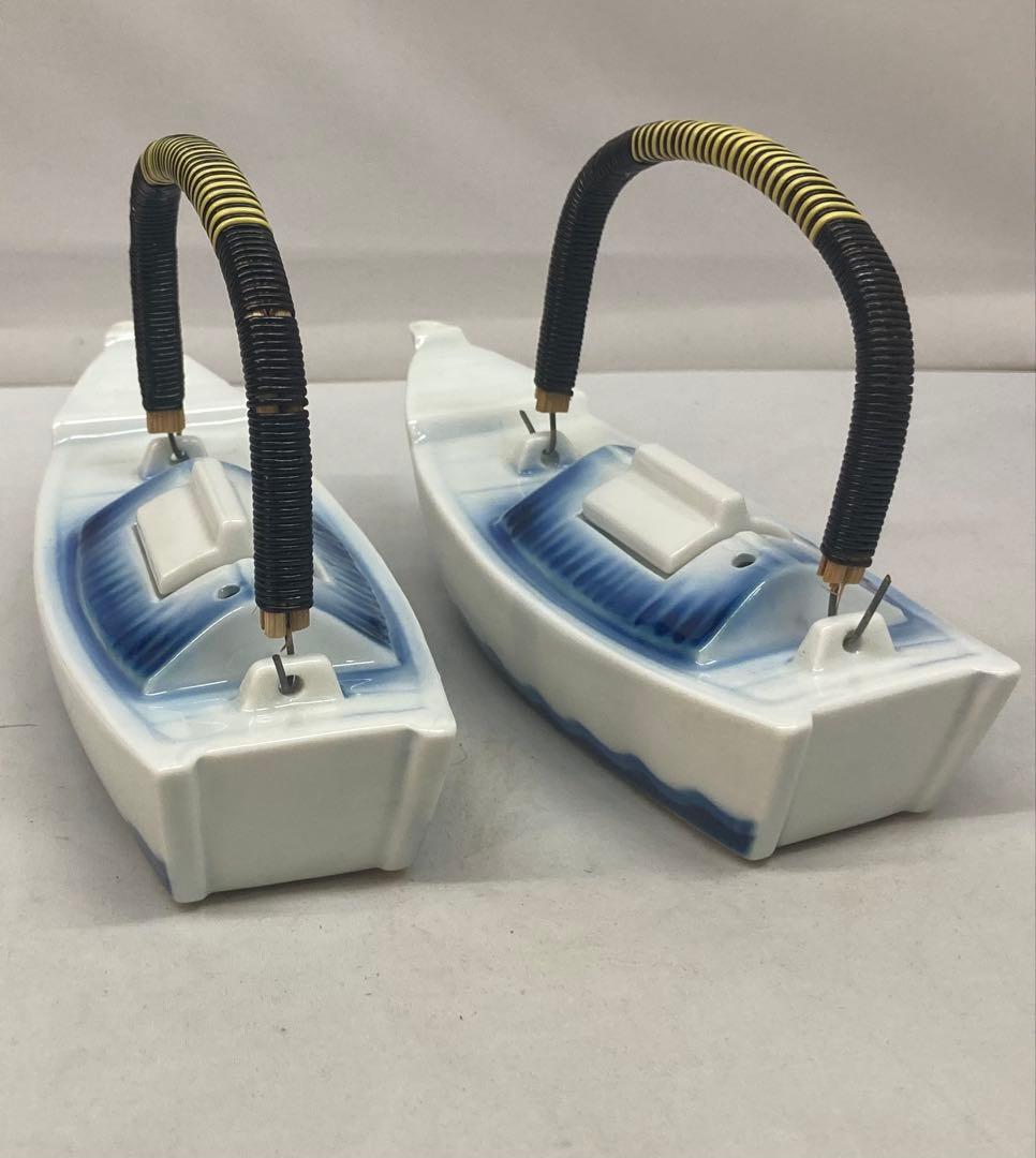 B294s「船形　酒器」一対　肥前 福泉造　共箱　銚子　懐石道具　茶道具