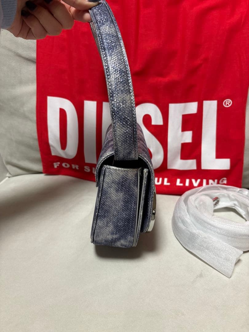 【DIESEL】 バッグ パープル×シルバー ラメ