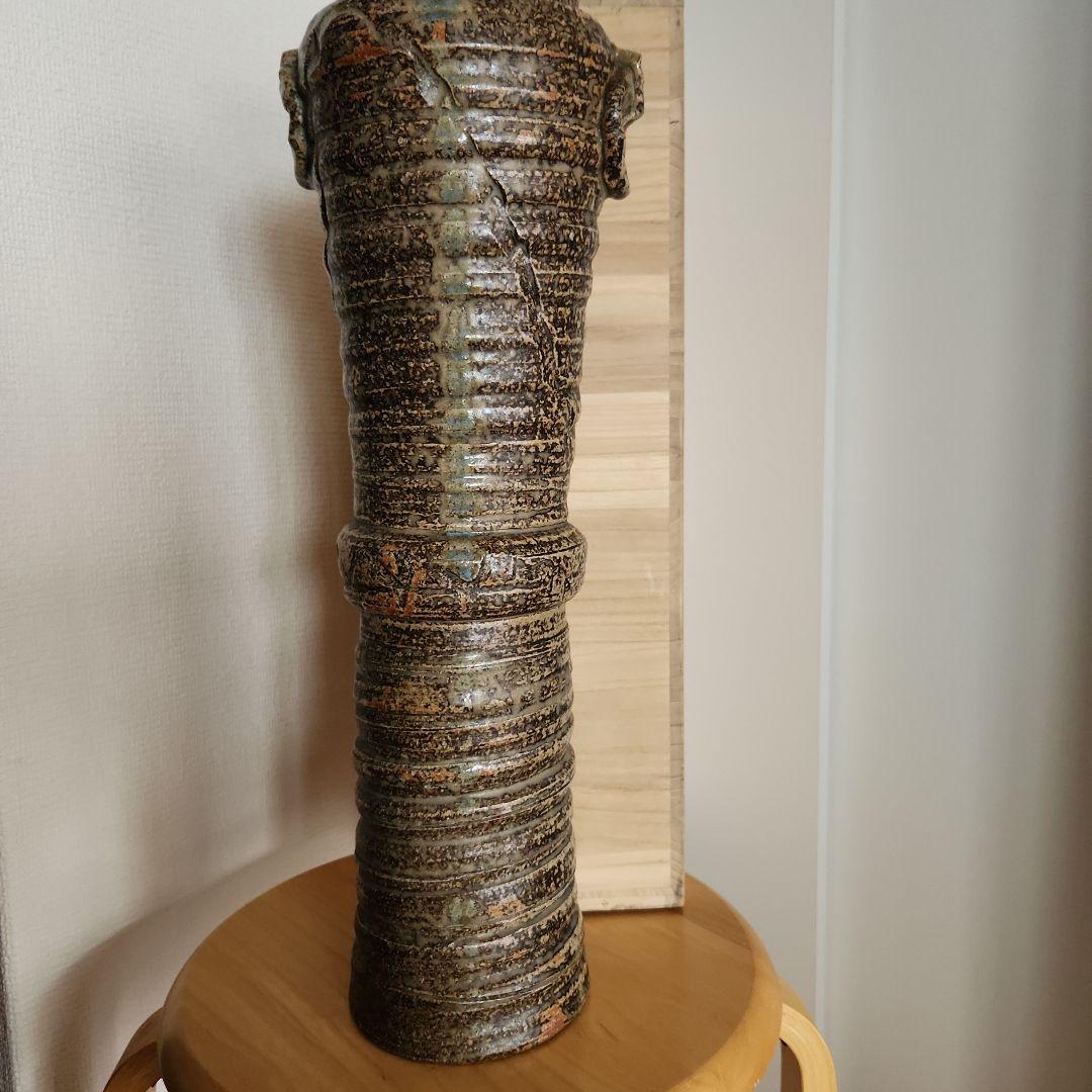 時代自然灰秞瀬戸焼花入れ箱付き