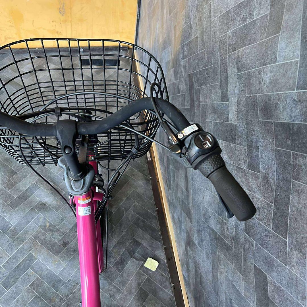 ぽむぽむピンク 電動アシスト自転車 前バスケット付き