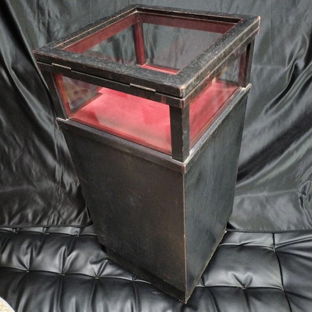 アンティーク ショーケース カットガラス 昭和レトロ 宝飾品ケース 木製