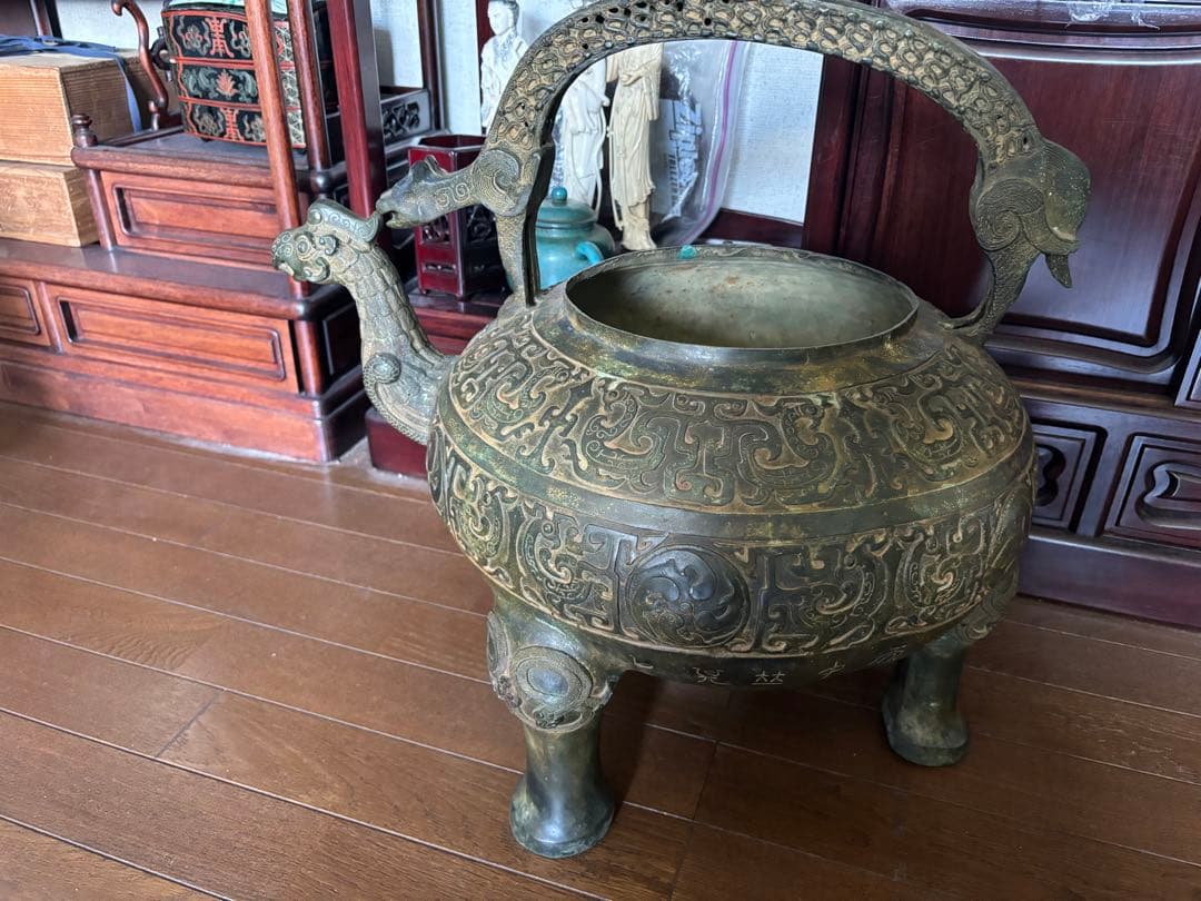 中国古美術　特大青銅器 盉 高さ：約50cm 重さ：約10kg