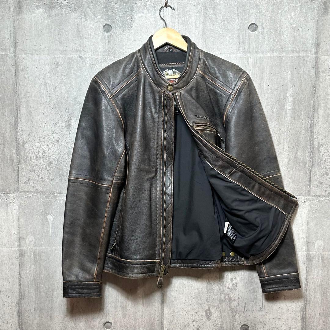 ⭐️90s⭐️ ハーレーダビッドソン　ライダースジャケット　厚手　ビッグロゴ