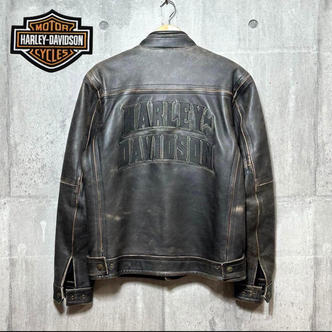 ⭐️90s⭐️ ハーレーダビッドソン　ライダースジャケット　厚手　ビッグロゴ
