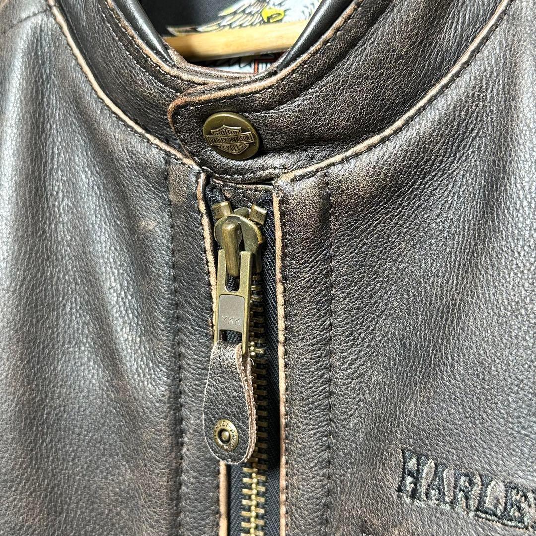 ⭐️90s⭐️ ハーレーダビッドソン　ライダースジャケット　厚手　ビッグロゴ