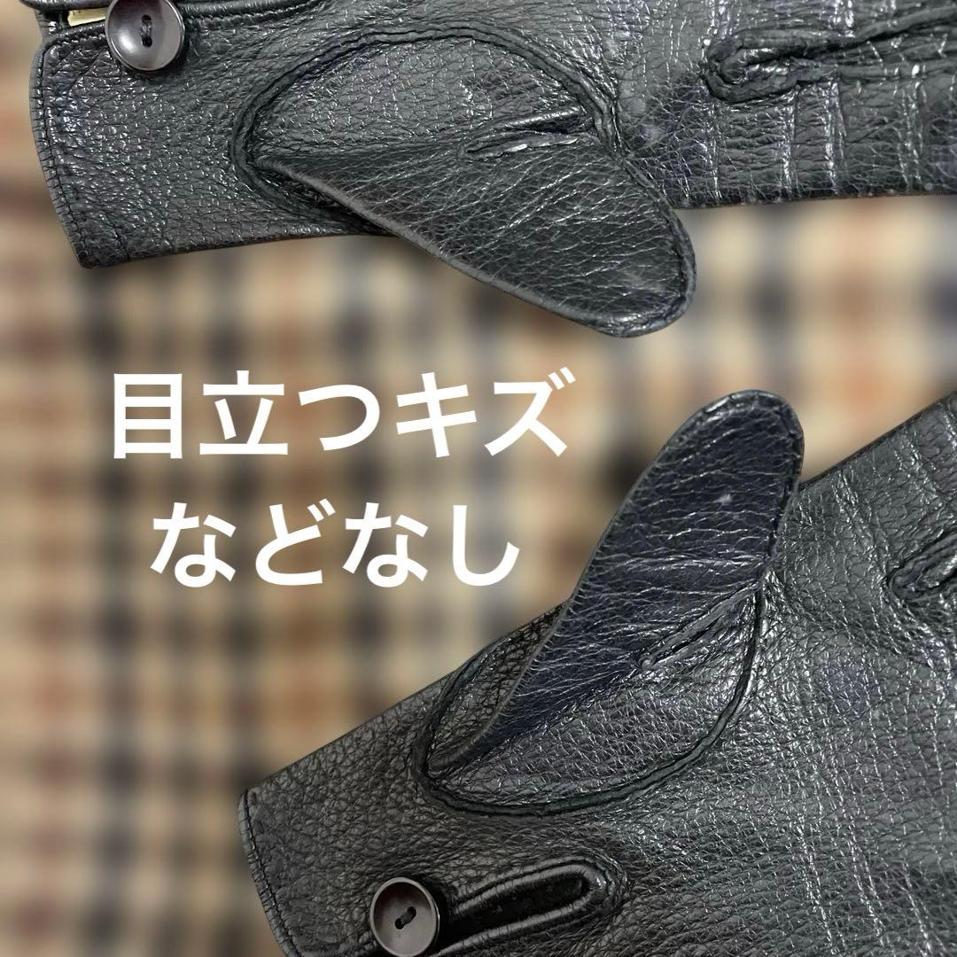 【ヴィンテージ美品】HOGSKINイングランド製/ペッカリー本革手袋ブラック