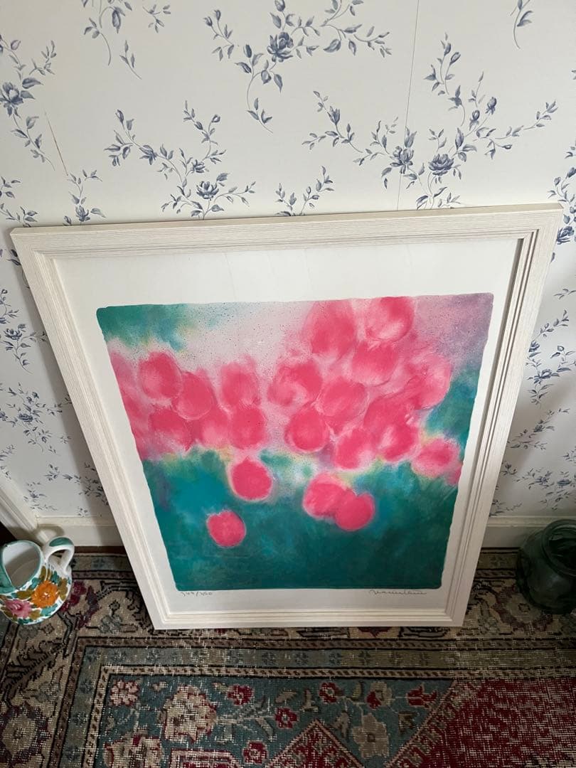 大きめ　リトグラフ　新品額入　46✖️63 ジニーキム　サイン　ED 証明書あり