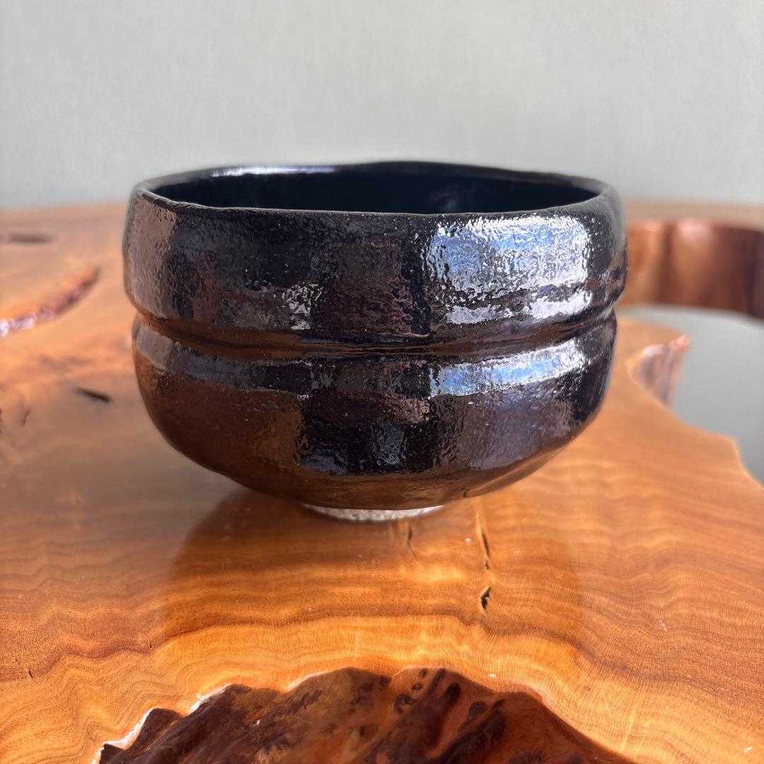 楽焼 佐々木松楽 黒楽茶碗 全大徳寺 抹茶碗 茶道具 共箱(437Bd)