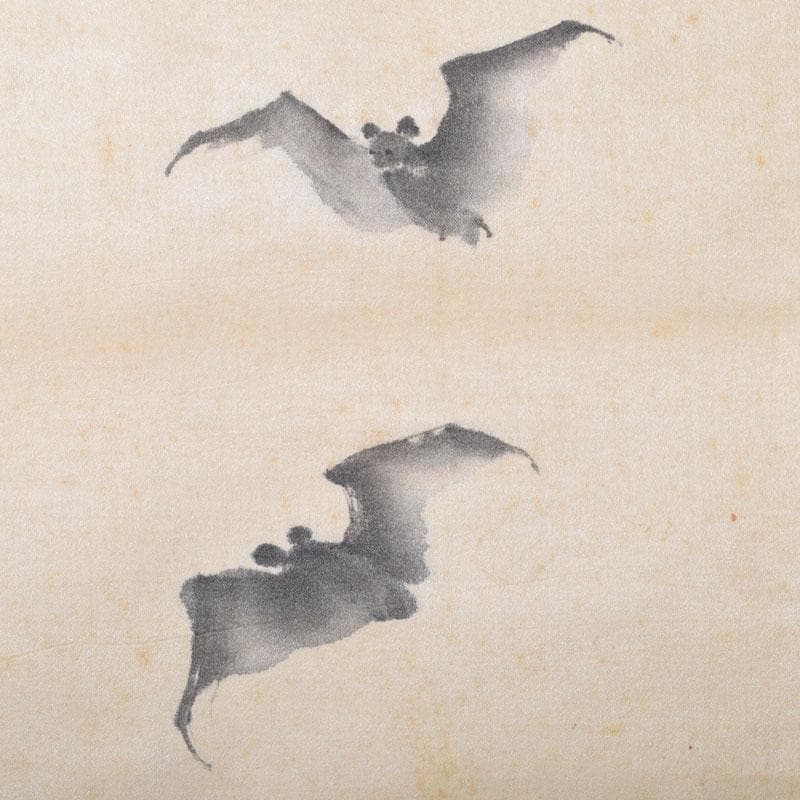 掛軸　池田桂仙筆　蝙蝠図　「福自天来」　C　8678