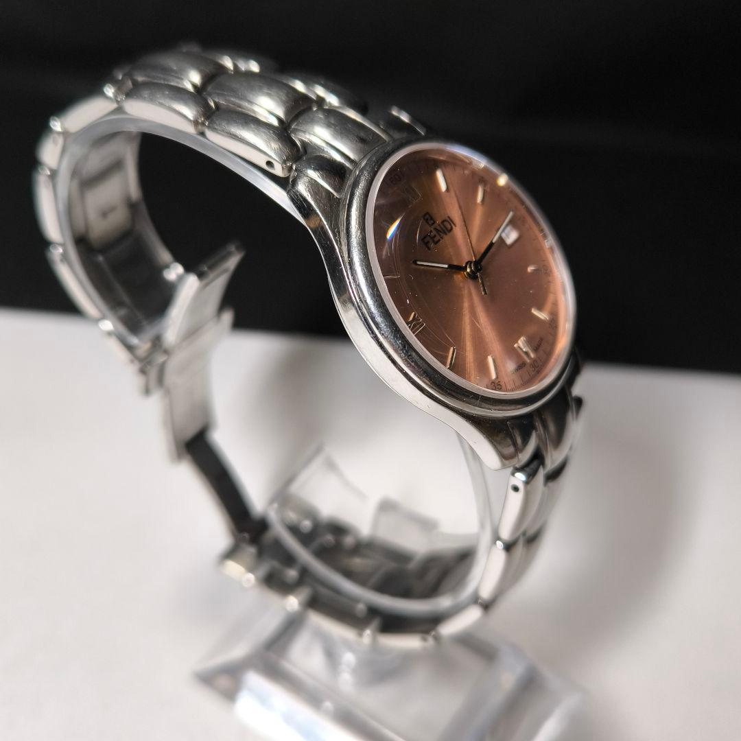 稼動品【FENDI】210G 腕時計 サーモンピンク メンズ 箱付き デイト