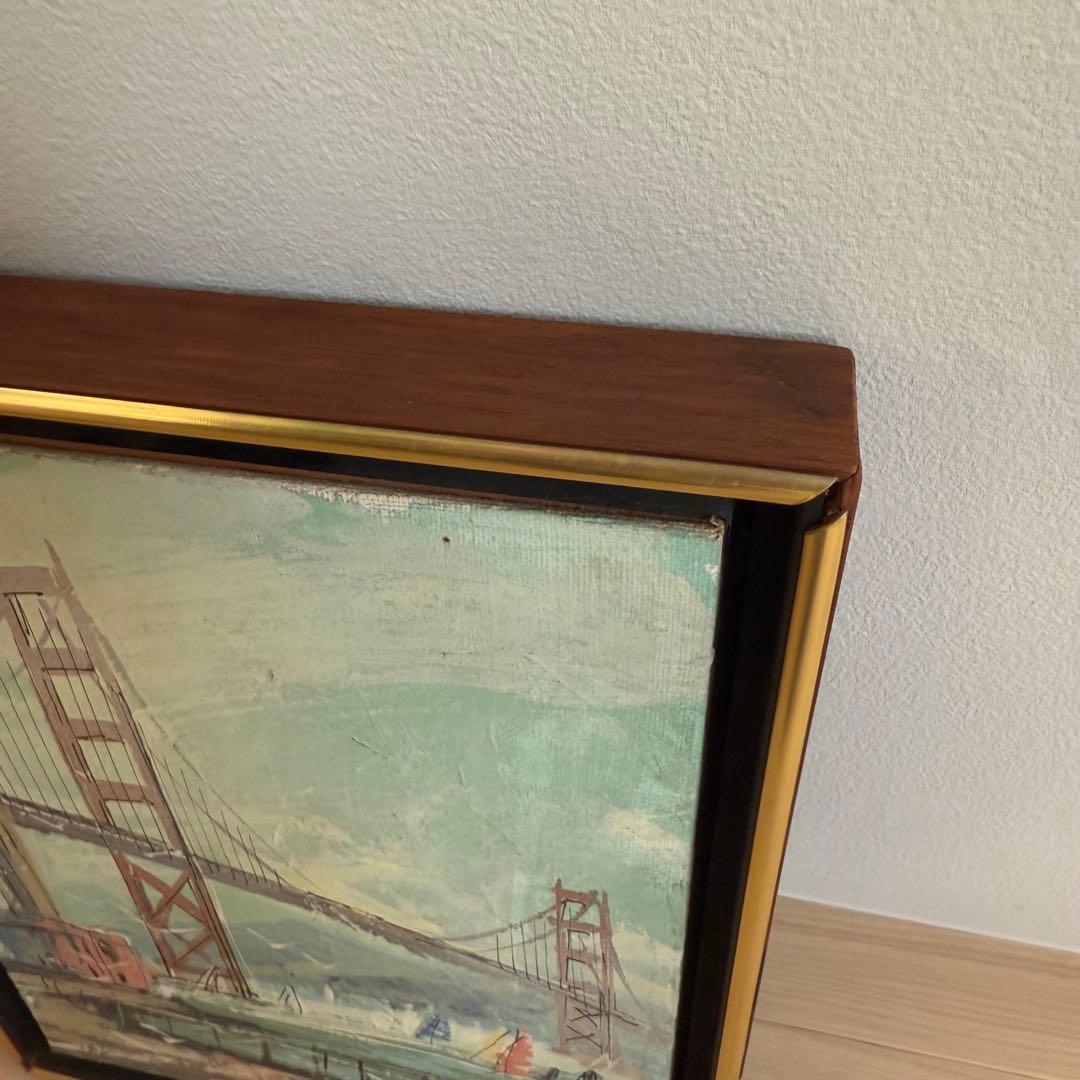 【お値下げ】ヴィンテージ アクリルペイント ゴールデンゲートブリッジ 風景画