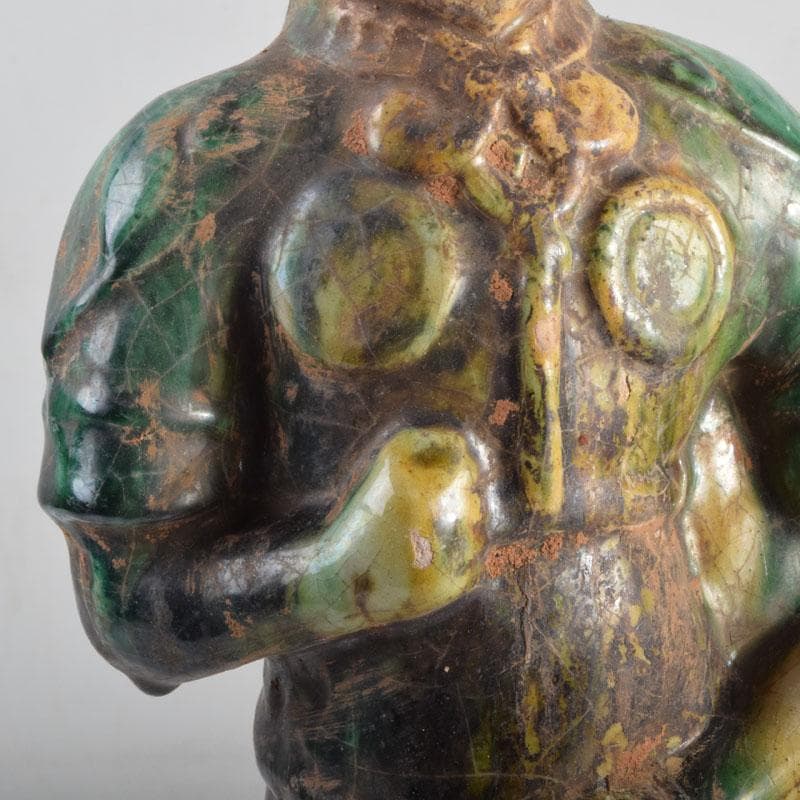 中国　三彩　兵馬俑　人物俑　陶人形　人物像　武人像　C　8846