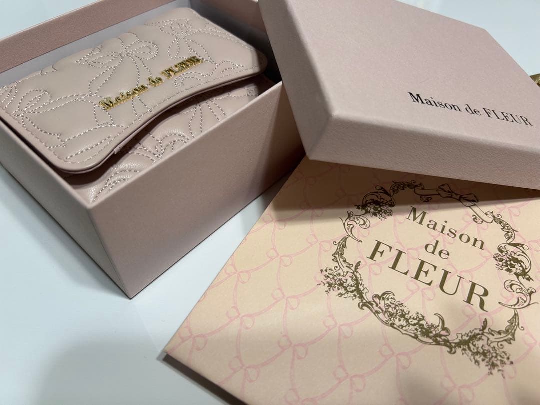 MaisondeFLEURリボンキルティングウォレット ピンク メゾンドフール