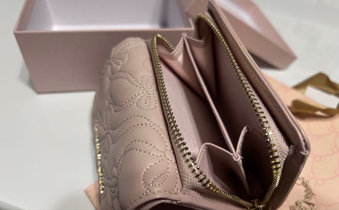 MaisondeFLEURリボンキルティングウォレット ピンク メゾンドフール