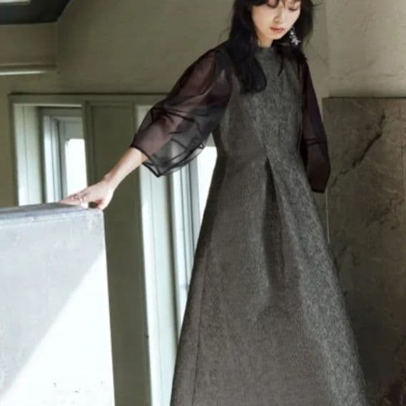 ルイルエブティック フレア ジャガードドレス ワンピース 結婚式 お呼ばれ