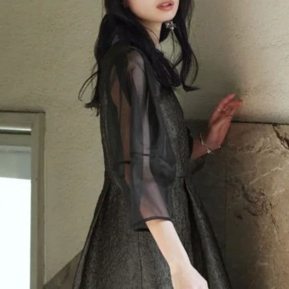 ルイルエブティック フレア ジャガードドレス ワンピース 結婚式 お呼ばれ