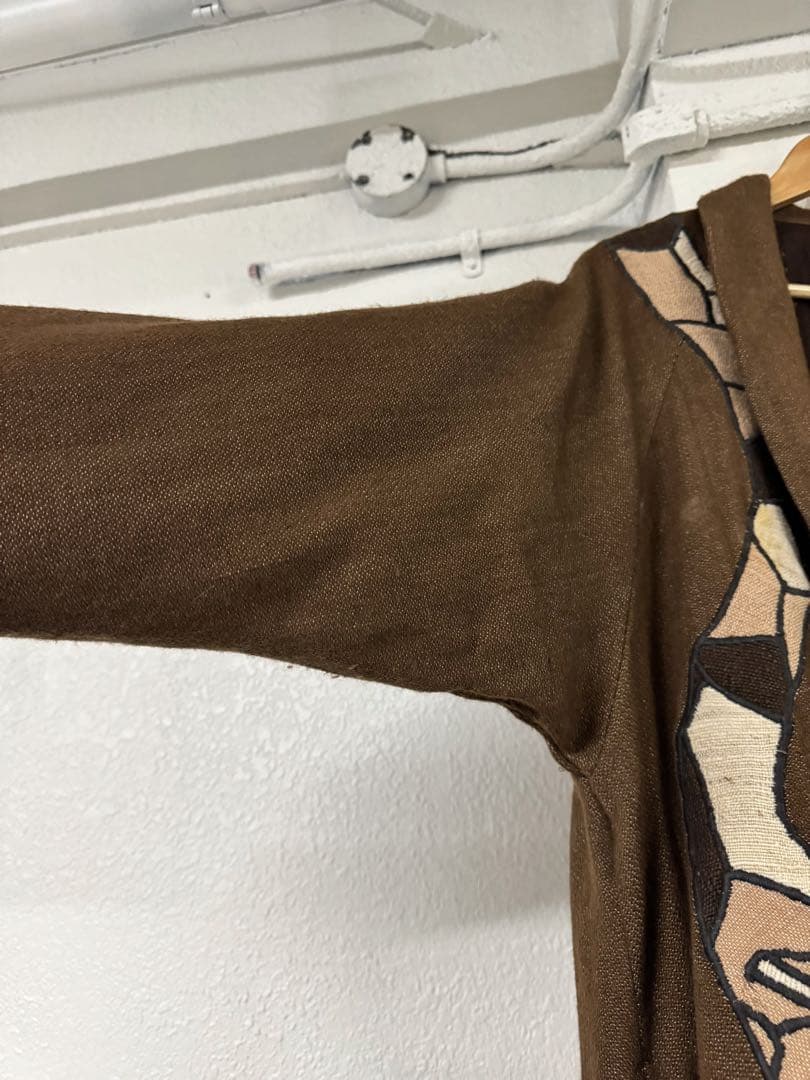 60s 70s アメリカ古着 ガウンコート ロングジャケット 刺繍 トカゲ 蛇