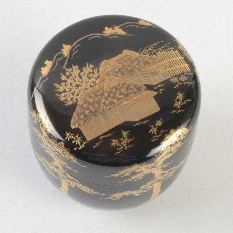 茶道具　漆匠　遠山哲山造　住吉蒔絵　利休棗　共箱　V　9716
