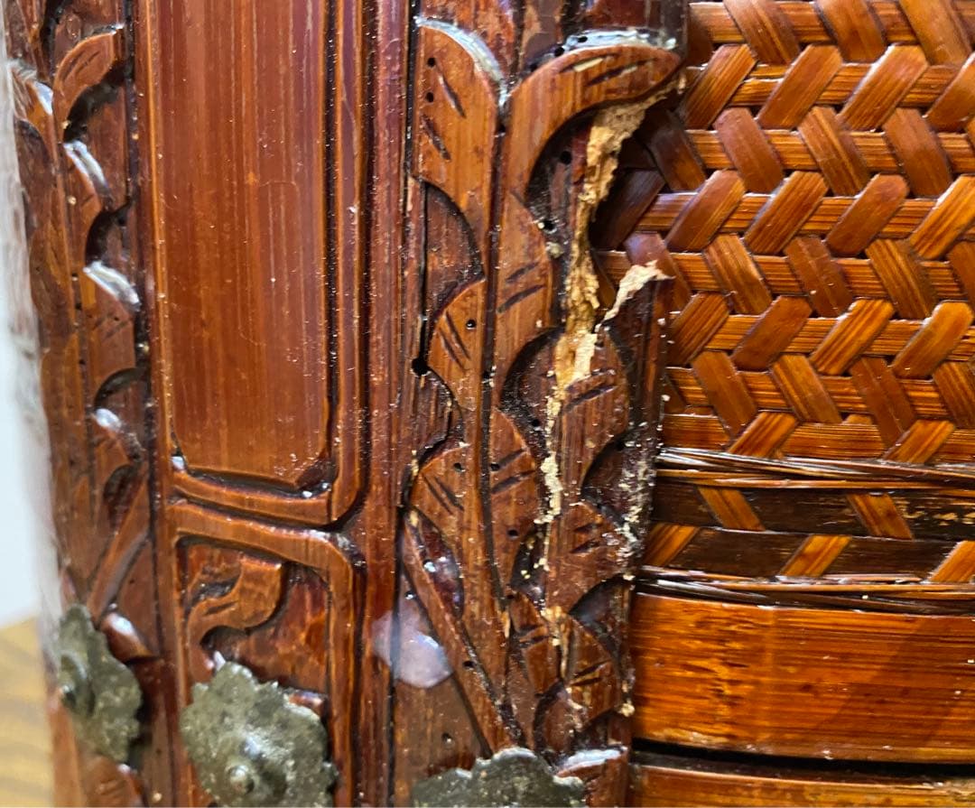 李朝中国韓国デザイン　アンティーク　古美術　ヴィンテージ  骨董　カゴ　籠　かご