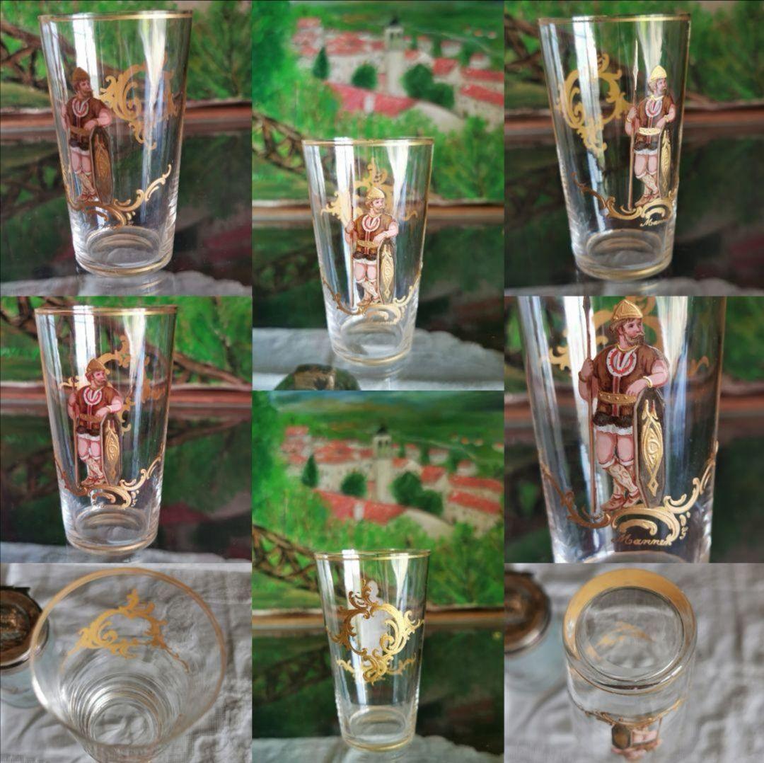 アンティーク19世紀ロブマイヤー 手描エナメル金彩 オペラ歌劇ペアショットグラス