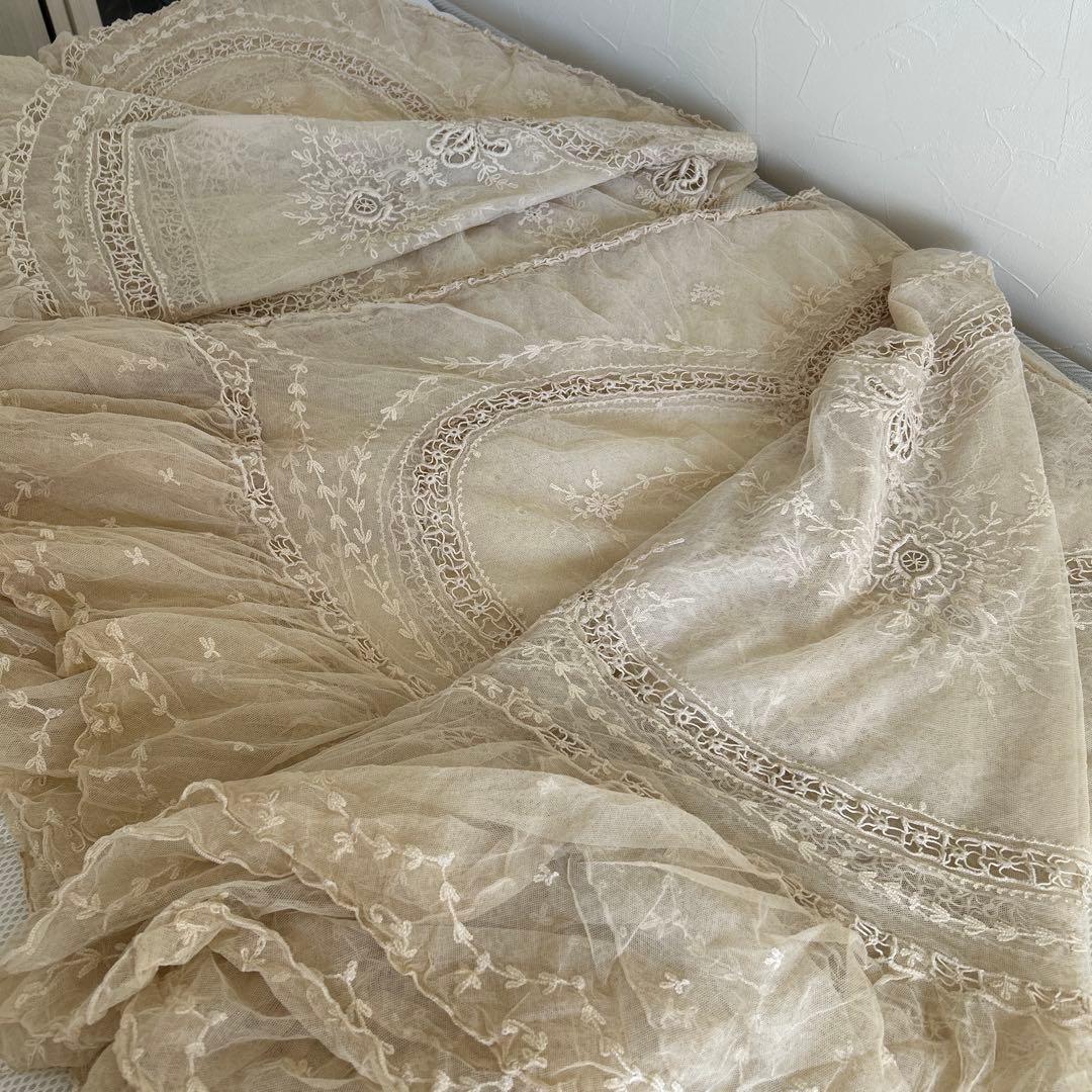 アンティークフランス　レースベットカバーセット