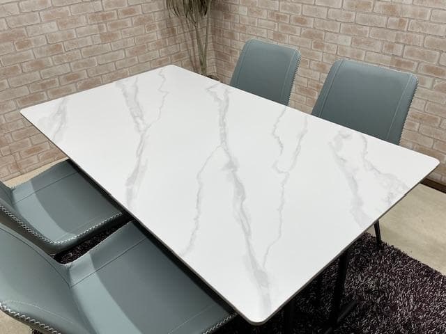 ダイニングテーブルセット　セラミック　４人掛け　WH / LBL　新品