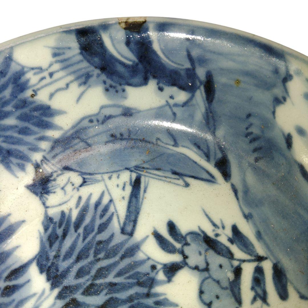 江戸後期　竹林の賢人染付膾皿　骨董品　惣菜　向付