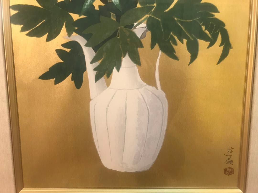 小倉遊亀　「つぼみ」　木版画　刷り込みサイン・作品証明シール有り