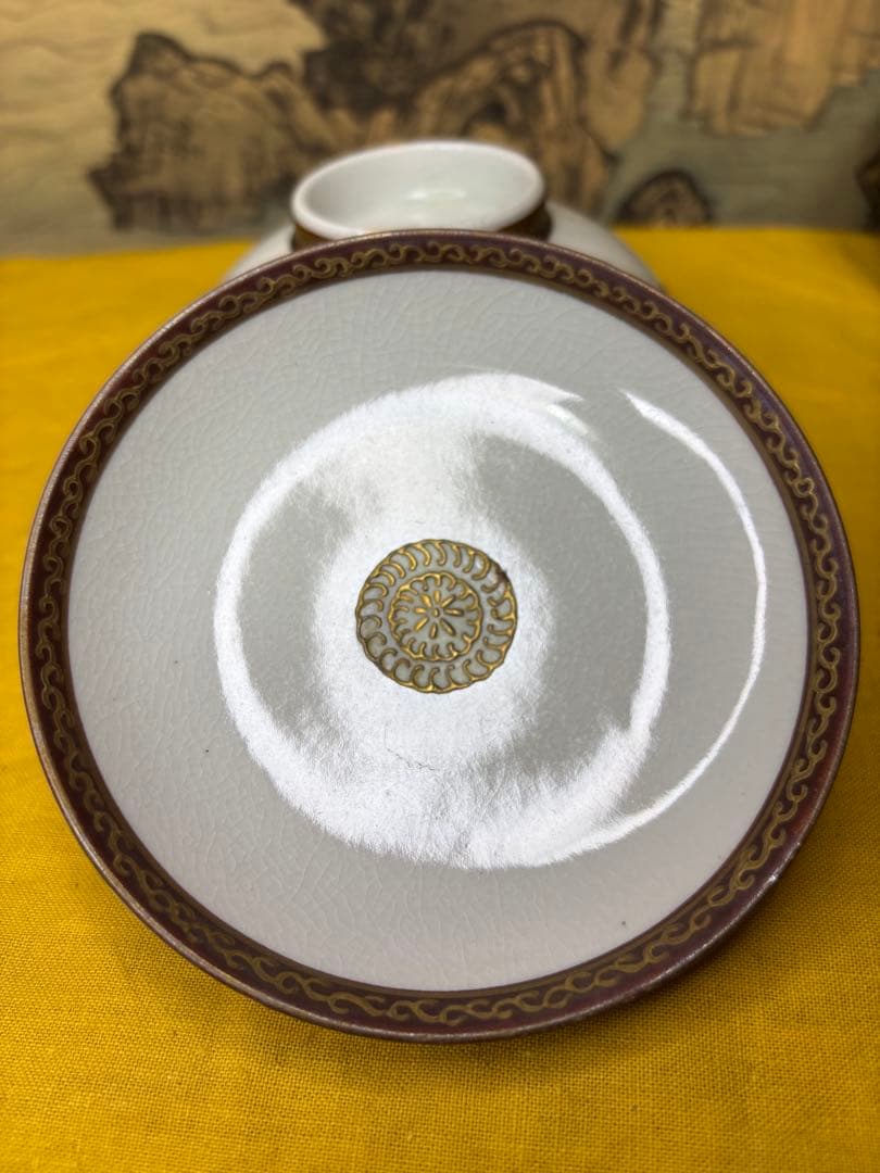 九谷製　お椀　五客　浮彫　［鶴　松　梅]