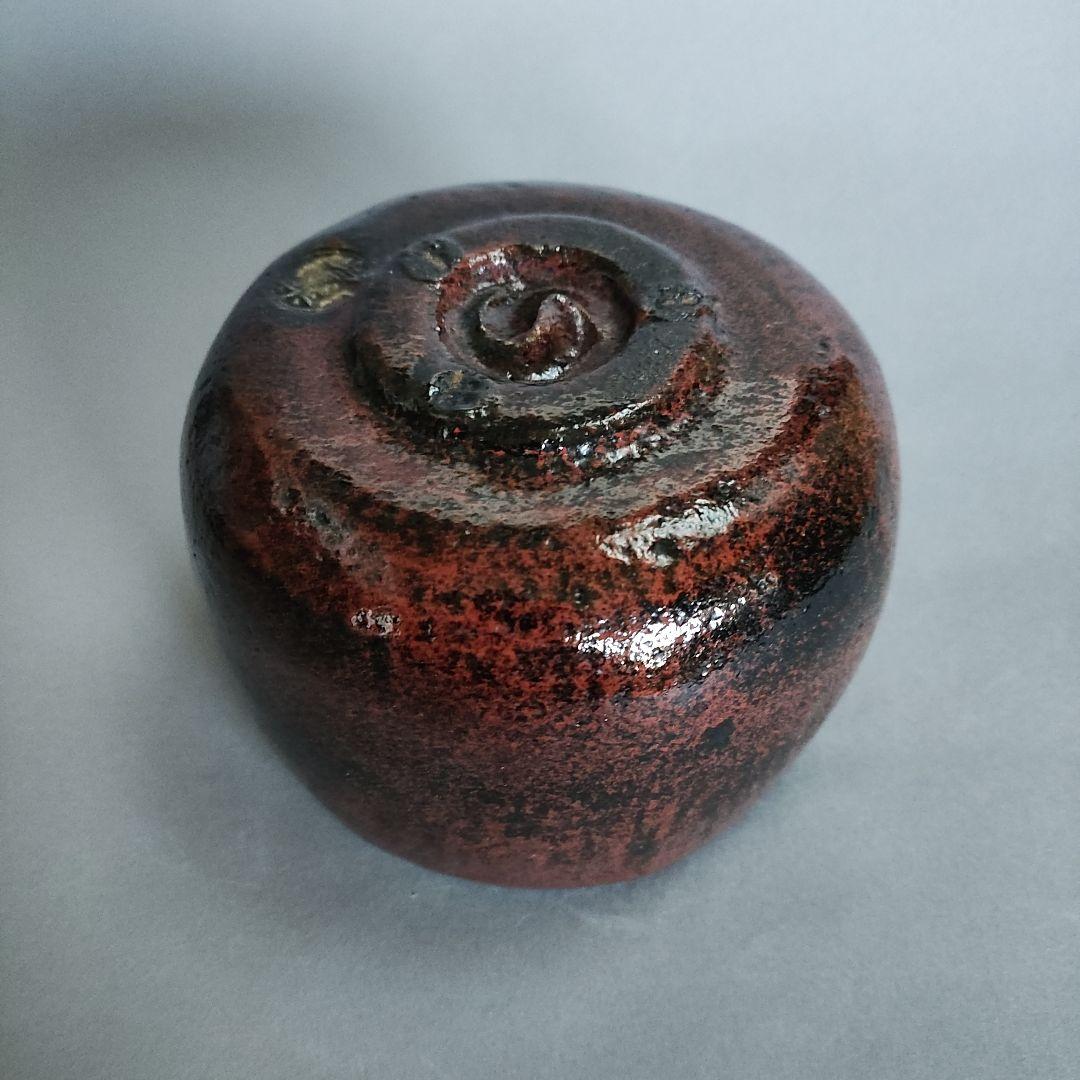 初代 檜垣崇楽　黒紅釉茶碗　楽茶碗　桂窯