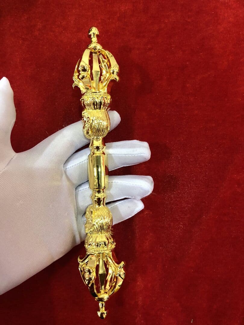 【修縁堂】仏教法器 川派穢迹金剛杵 五鈷杵 密教法具 真鍮製 vajra23cm