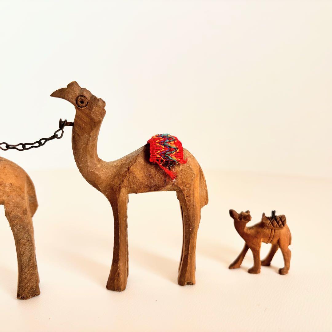 木製ラクダ（キャメル）彫刻セット