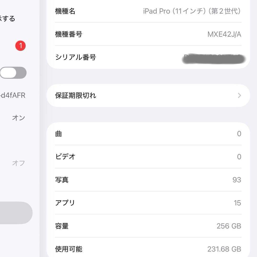 【美品】iPad Pro 11インチ 第2世代 Cellular 256GB